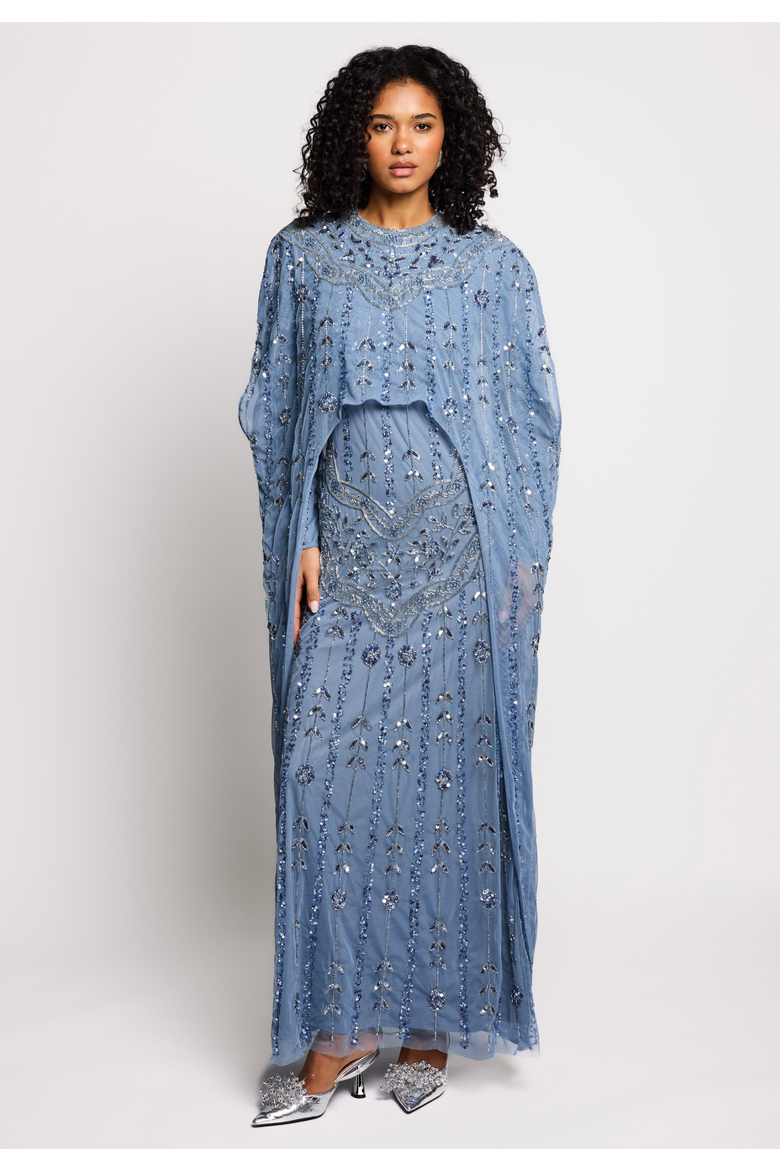 Modestcape Embellished Sequins Maxi Dress, Alternate, color, POWDER BLUE