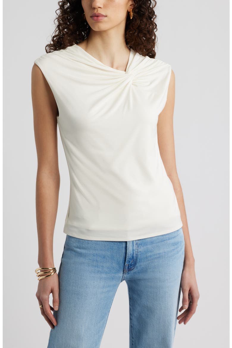 Twist Front Cap Sleeve T-Shirt, Main, color, IVORY TOFU