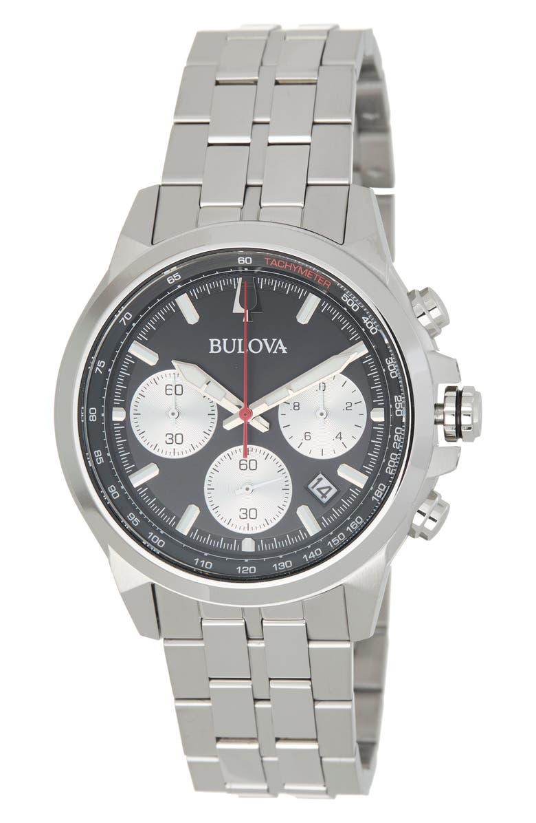 BULOVA Classic Chronograph Bracelet Watch, 45mm, Main, color, Silver