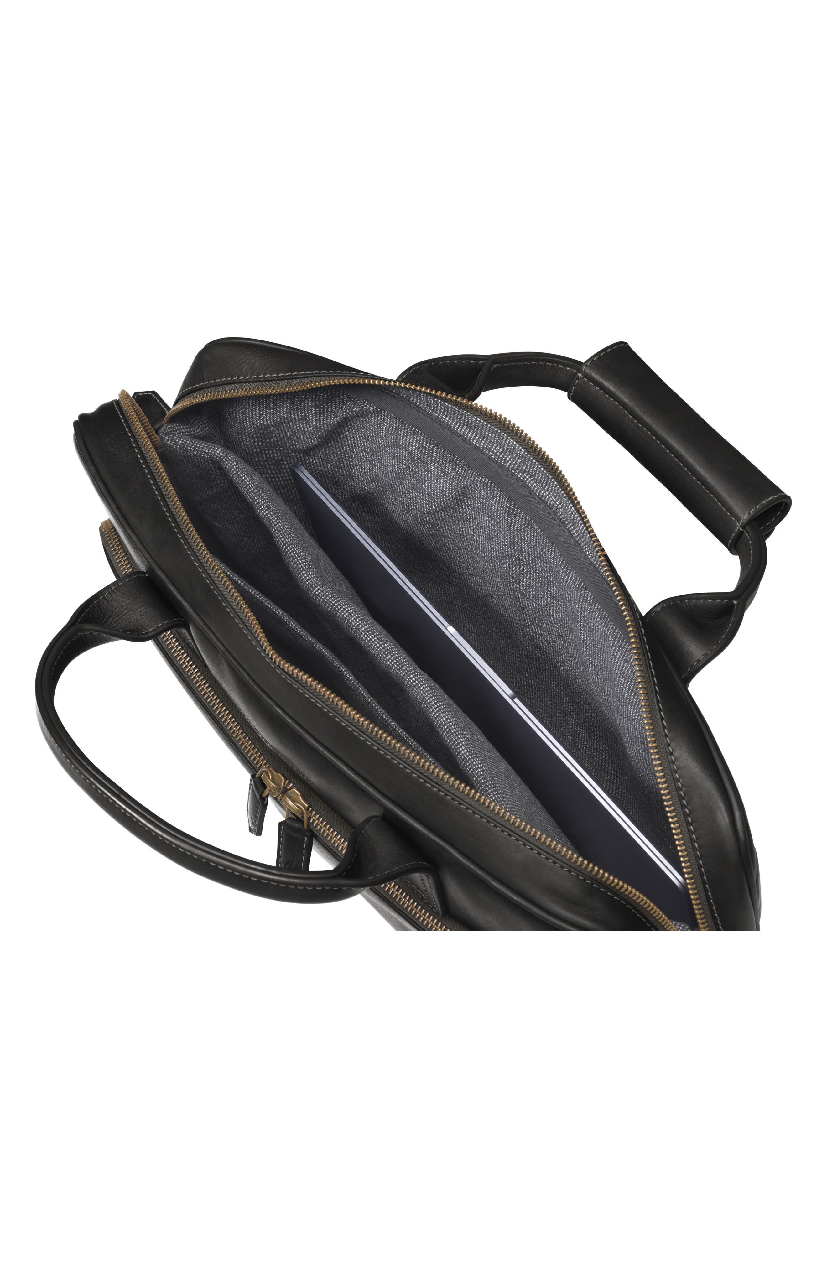 Johnston & Murphy Rhodes Leather Briefcase, Alternate, color, Black Full Grain