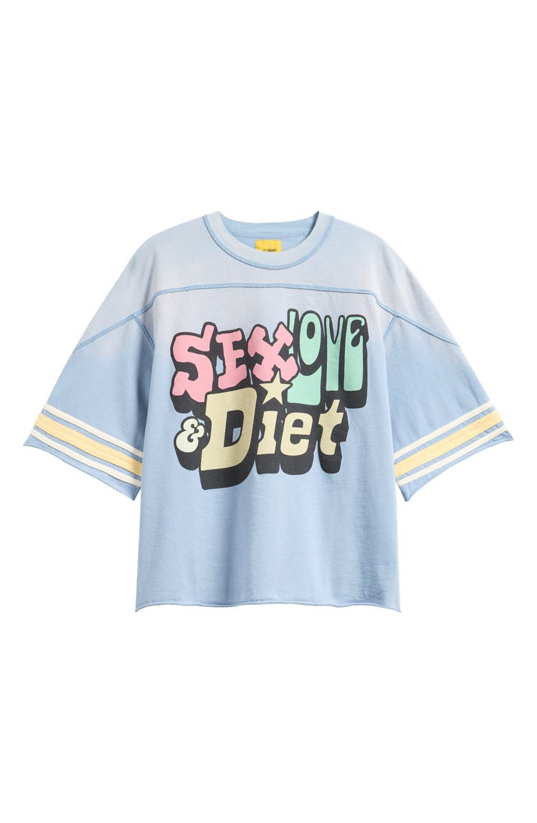 DIET STARTS MONDAY Sex, Love & Diet Cotton Graphic T-Shirt, Main, color, Blue