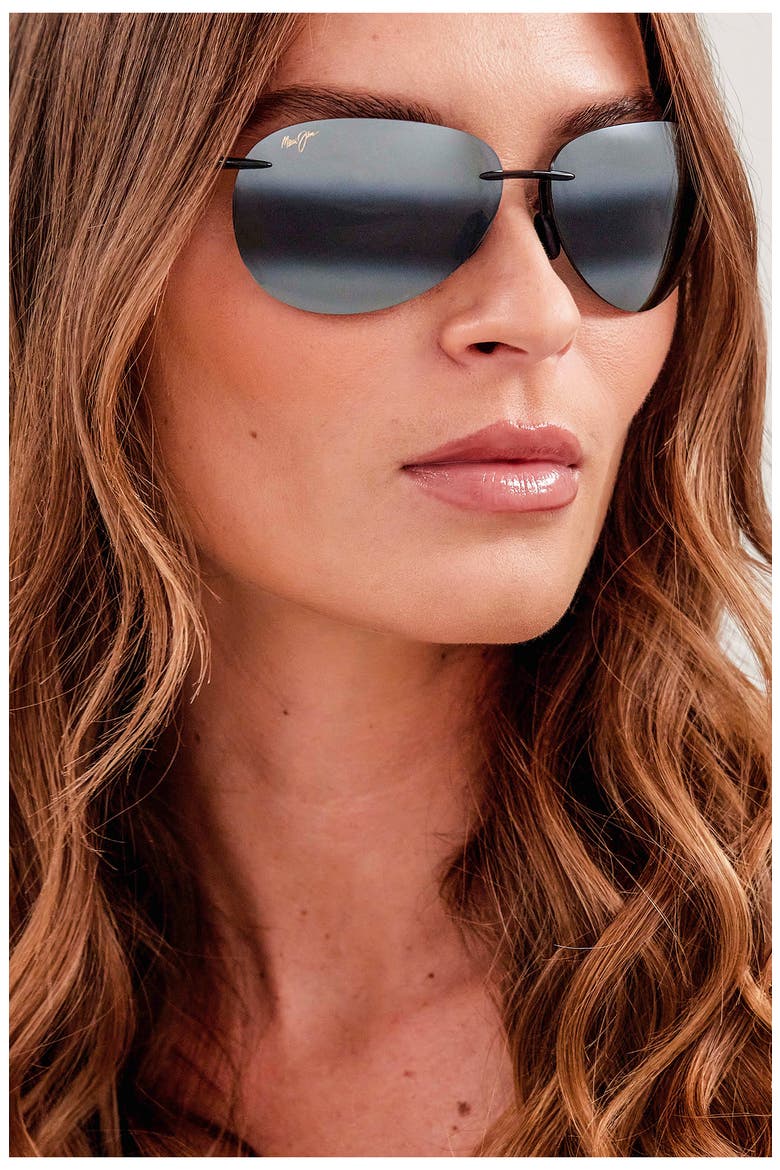 Sugar Beach 62mm Polarized Round Sunglasses, Alternate, color, GLOSS BLACK/ NEUTRAL GREY