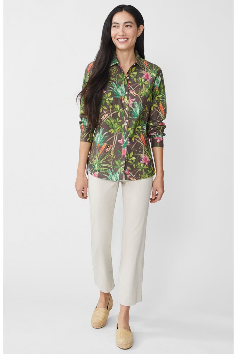 Britt Button Front Shirt, Alternate, color, BROWN/ MULTI