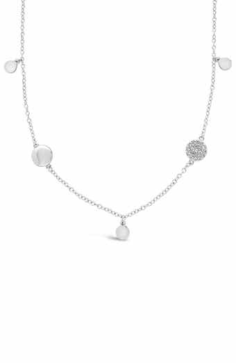 Sterling Forever Delicate Cubic Zirconia Disc Station Necklace