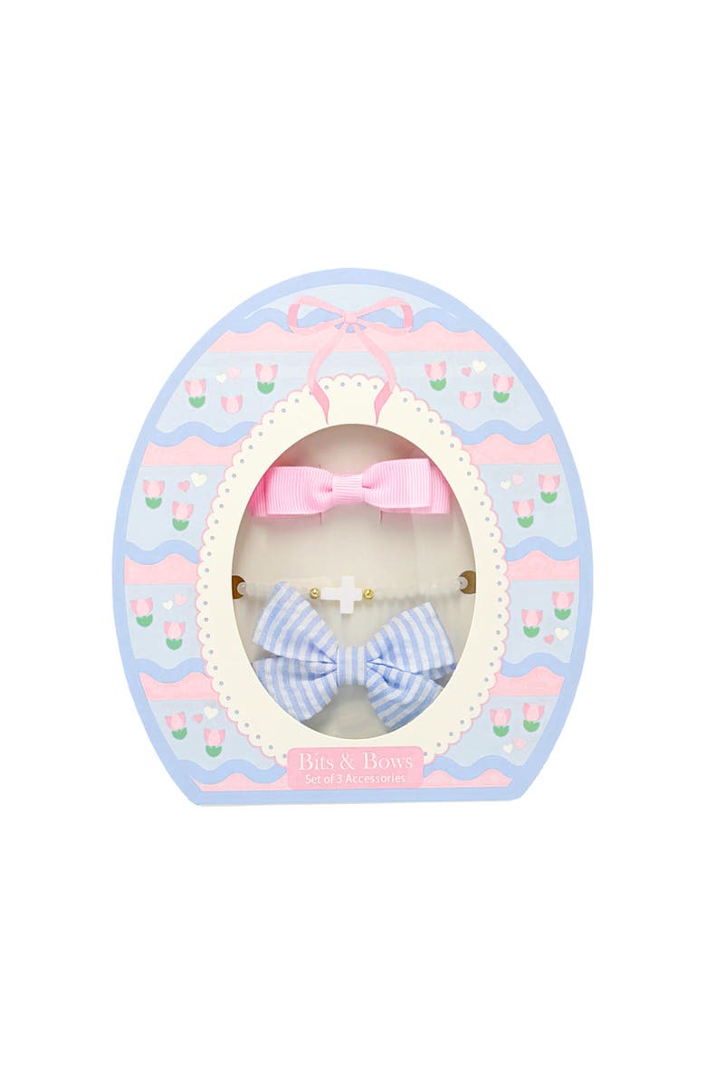 Bits & Bows Easter Egg Bows and Bracelet Set, Main, color, Blue