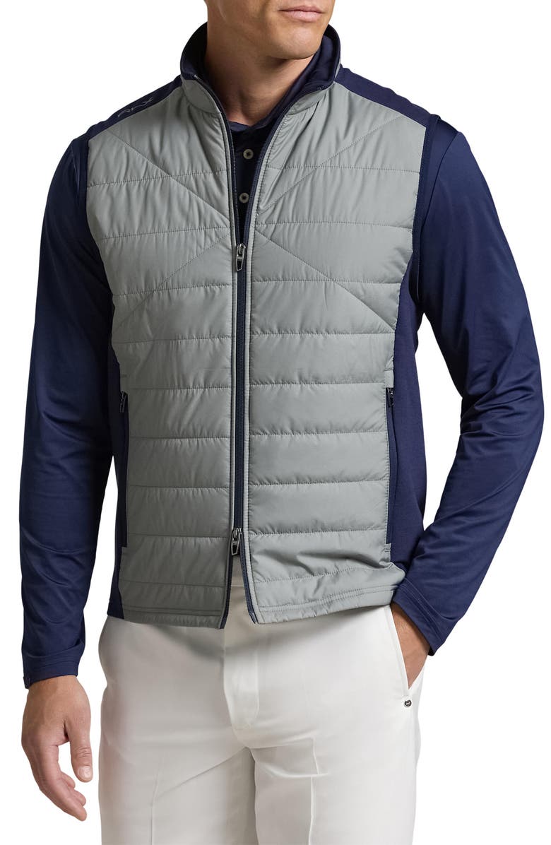 Polo Ralph Lauren Performance Quilted Mixed Media Vest, Main, color, Refined Navy/ Peak Grey