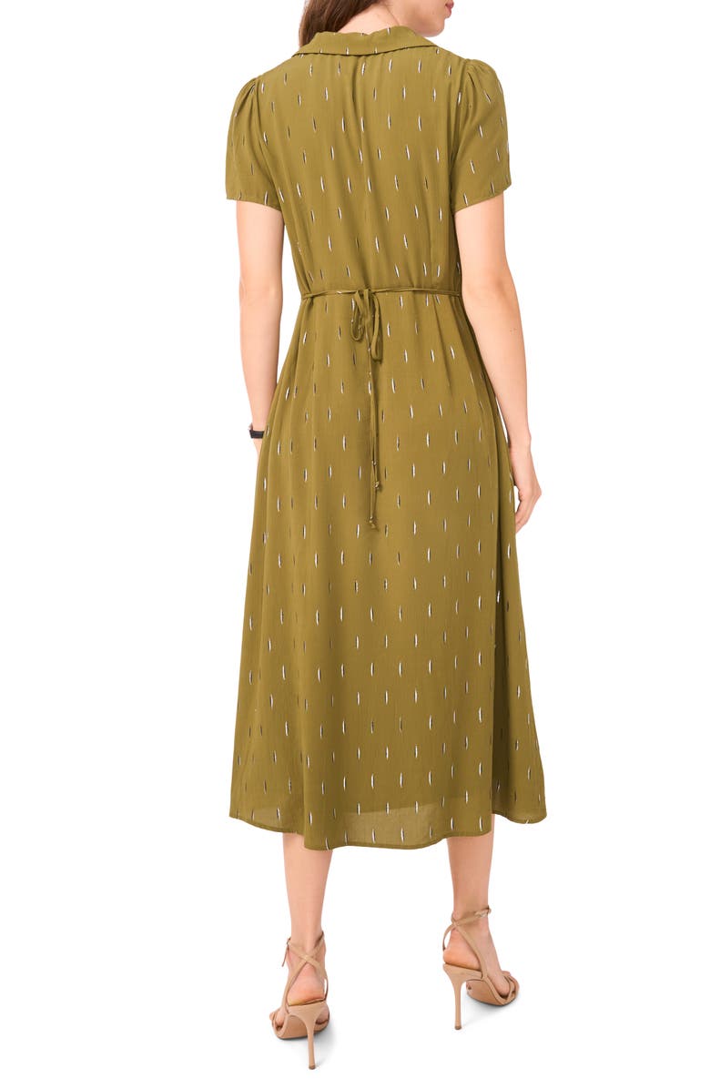 Halogen<sup>®</sup> Metallic Accent Tie Back Midi Shirtdress, Alternate, color, Olive Moss