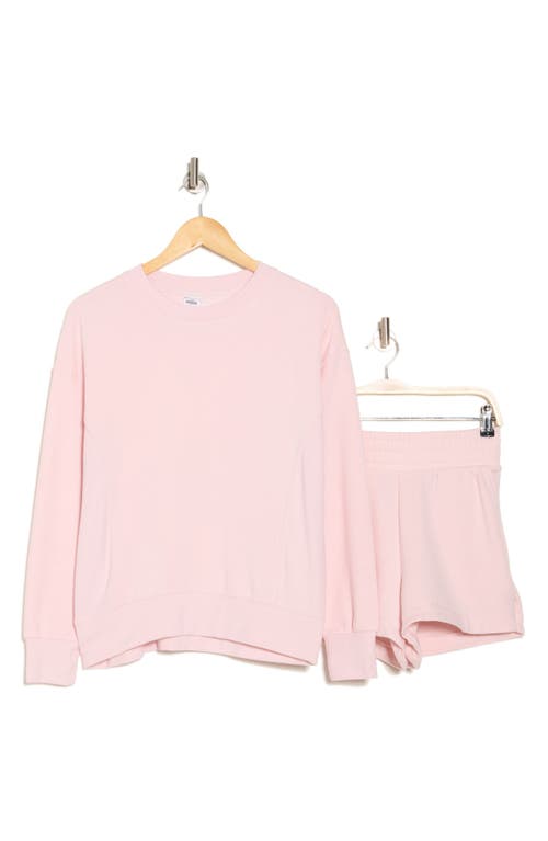 Rbx Fleece Sweatshirt & Shorts Set In Puff Pink
