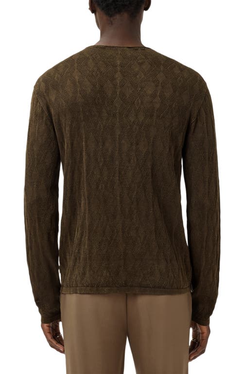 John Varvatos Brycen Broken Argyle Organic Cotton Sweater In Brown