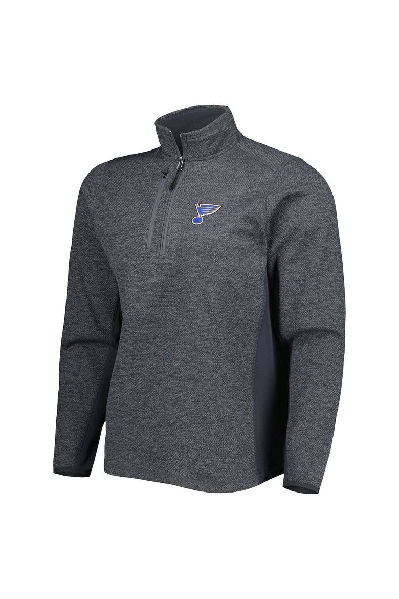 Men's Antigua Heathered Charcoal St. Louis Blues Course Quarter-Zip Jacket, Alternate, color, Heather Charcoal