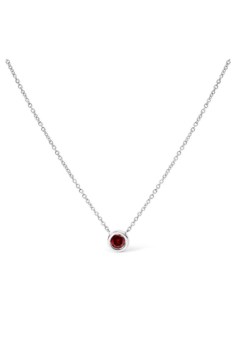 14K White Gold 1/2 Cttw Red Lab Grown Diamond Bezel-Set Solitaire Pendant Necklace, Alternate, color, White