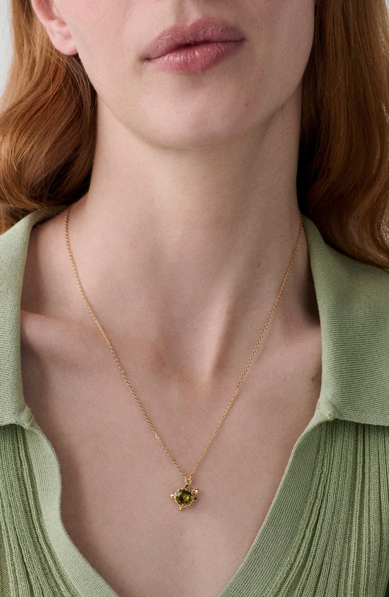 Kate Spade New York secret garden turtle pendant necklace, Alternate, color, 