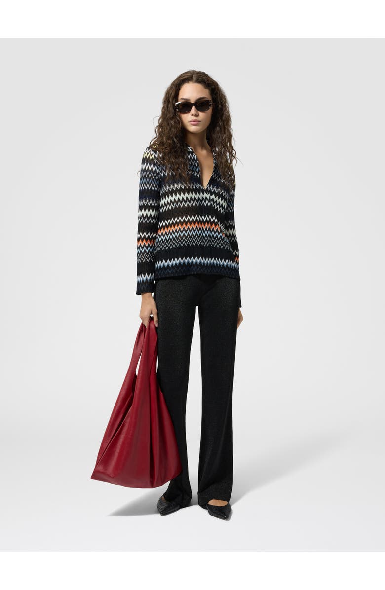 Missoni Lamé Fabric Flare Trousers, Alternate, color, Black