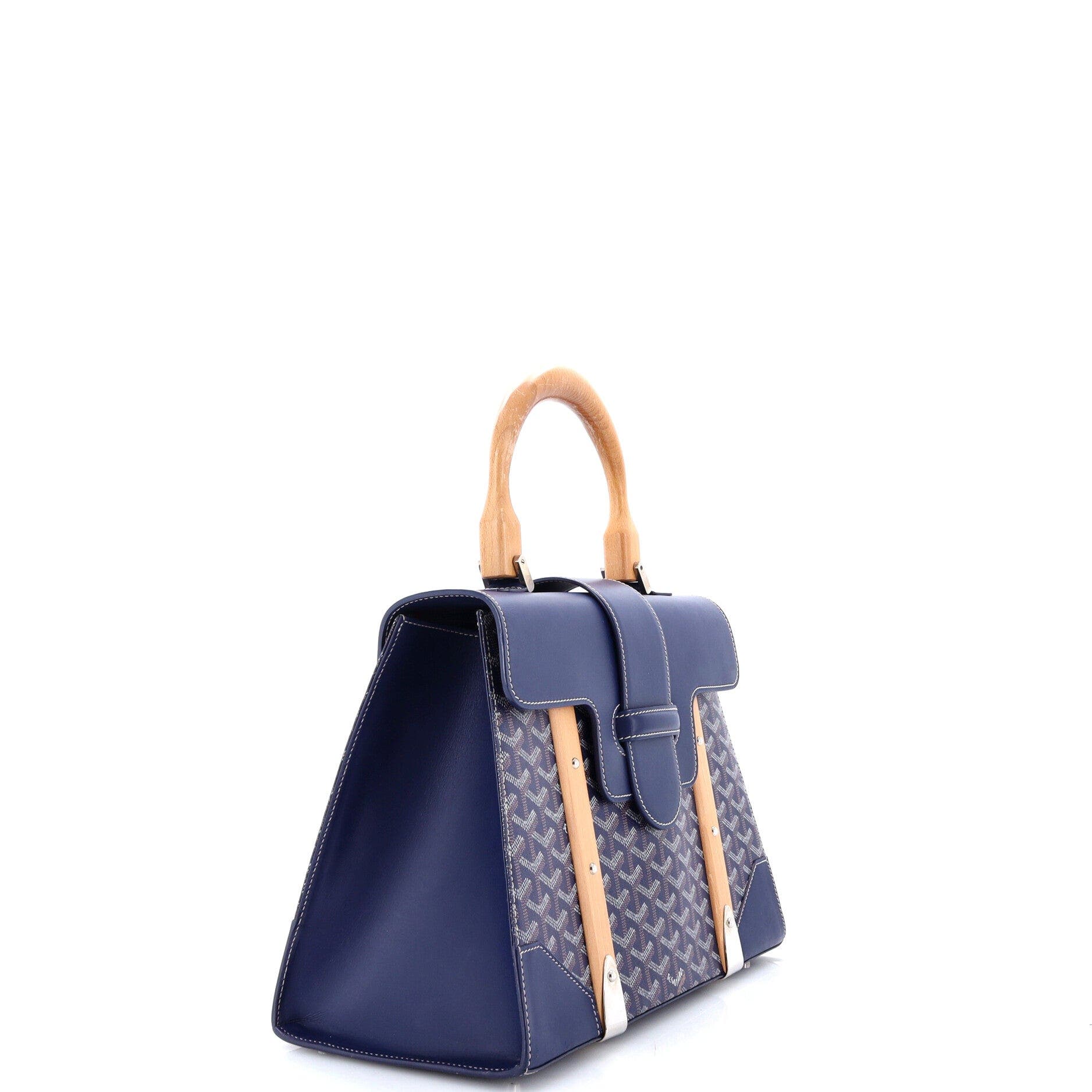 Saigon Top Handle Bag Coated Canvas with Leather MM, Alternate, color, Blue