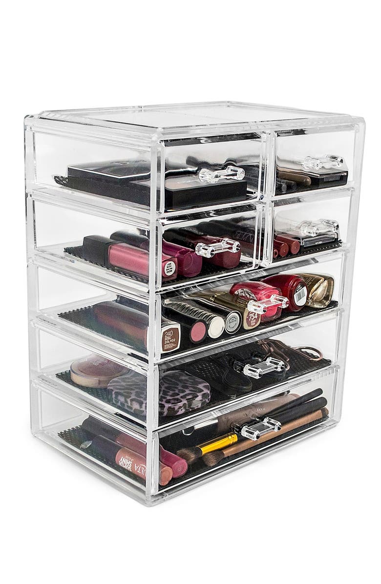 SORBUS Acrylic 7 Drawer Cosmetics Makeup & Jewelry Storage Case Display, Main, color, Clear