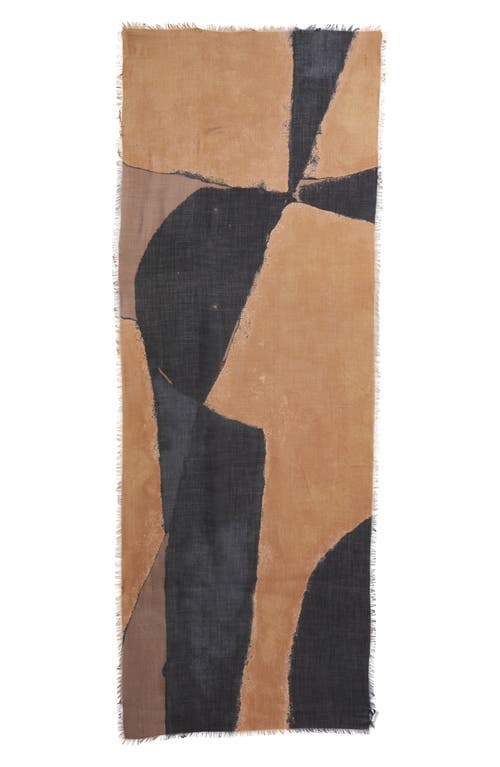 Nordstrom Eyelash Trim Print Cashmere & Silk Wrap In Brown