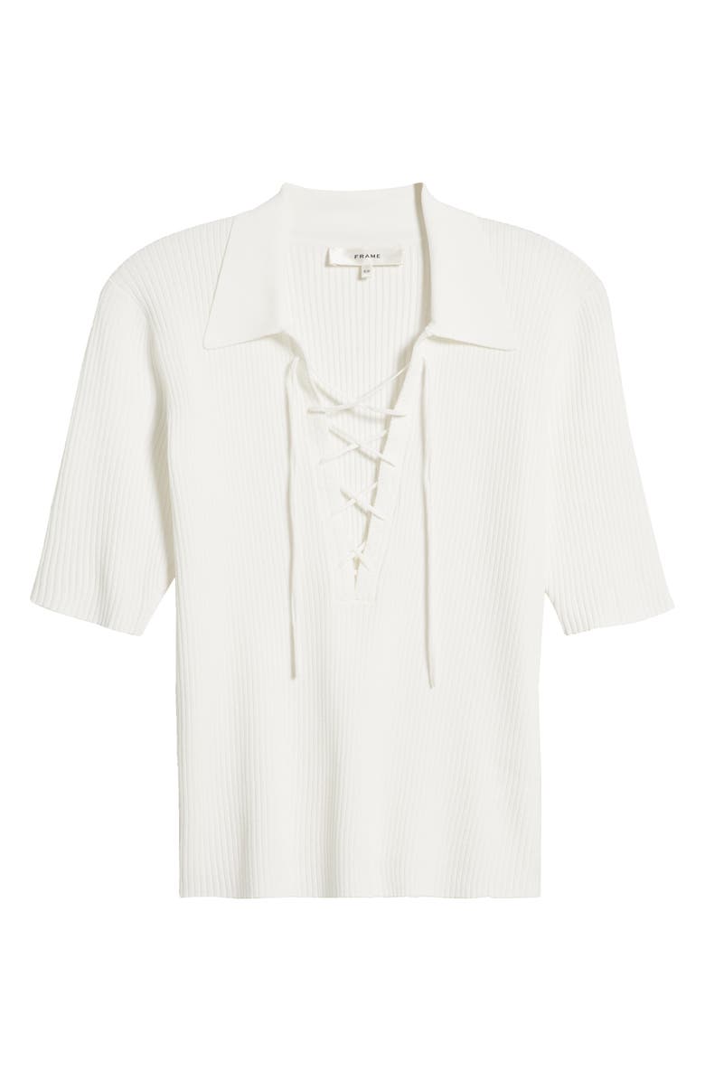 FRAME Rib Polo Sweater, Alternate, color, Off White