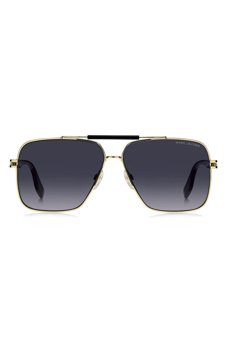 Marc Jacobs 62mm Gradient Square Pilot Sunglasses, Main, color, Black