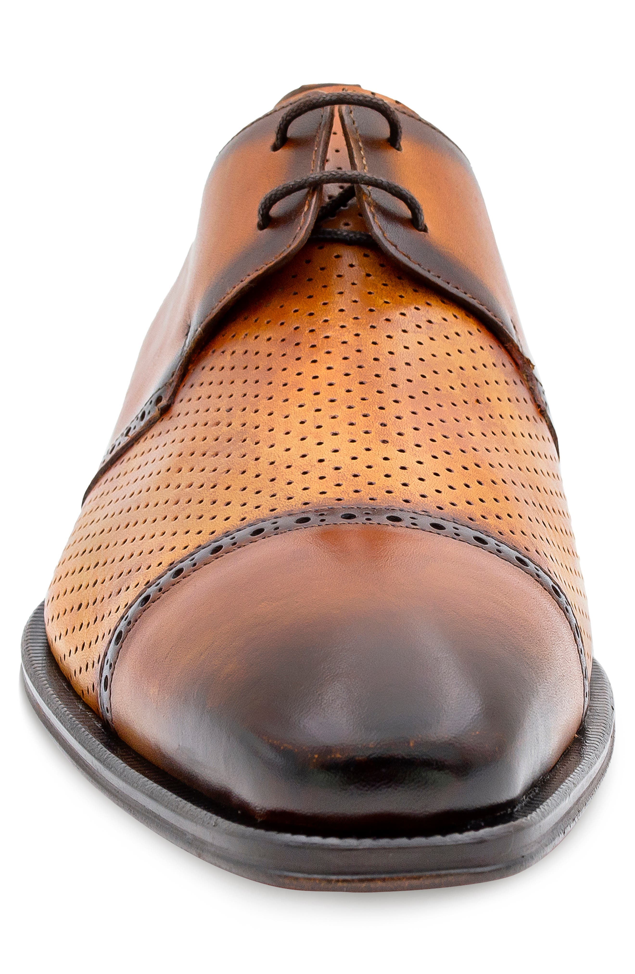 Mezlan Patina Burnished Derby, Alternate, color, Dark Cognac/ Honey