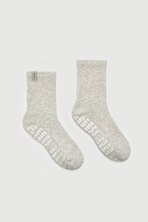 Heather Oat Classic Crew Grip Socks