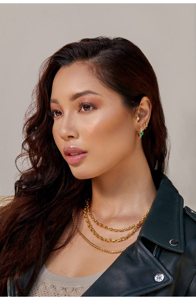 Bony Levy Baguette Peridot & Green Agate Stud Earrings, Alternate, color,