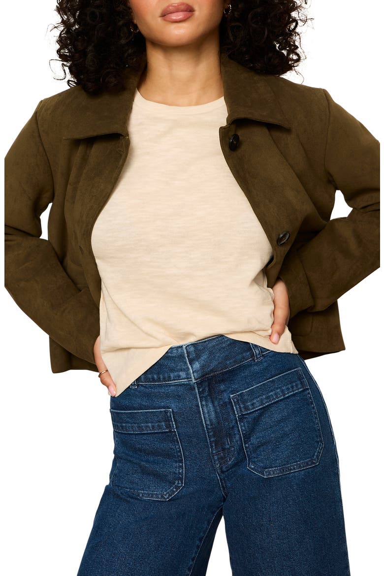 Avid Faux Suede Jacket, Alternate, color, LIGHT KALAMATA GREEN