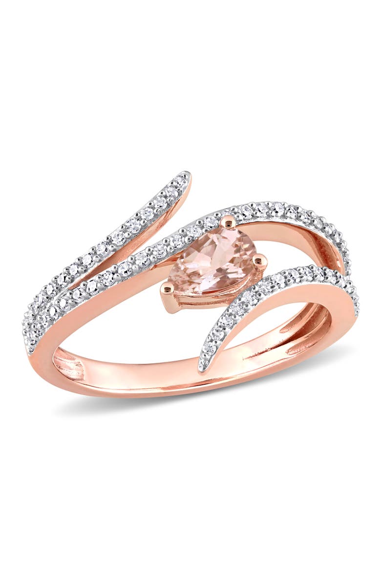 Morganite & Diamond Open Wrap Ring 10k, Main, color, Morganite