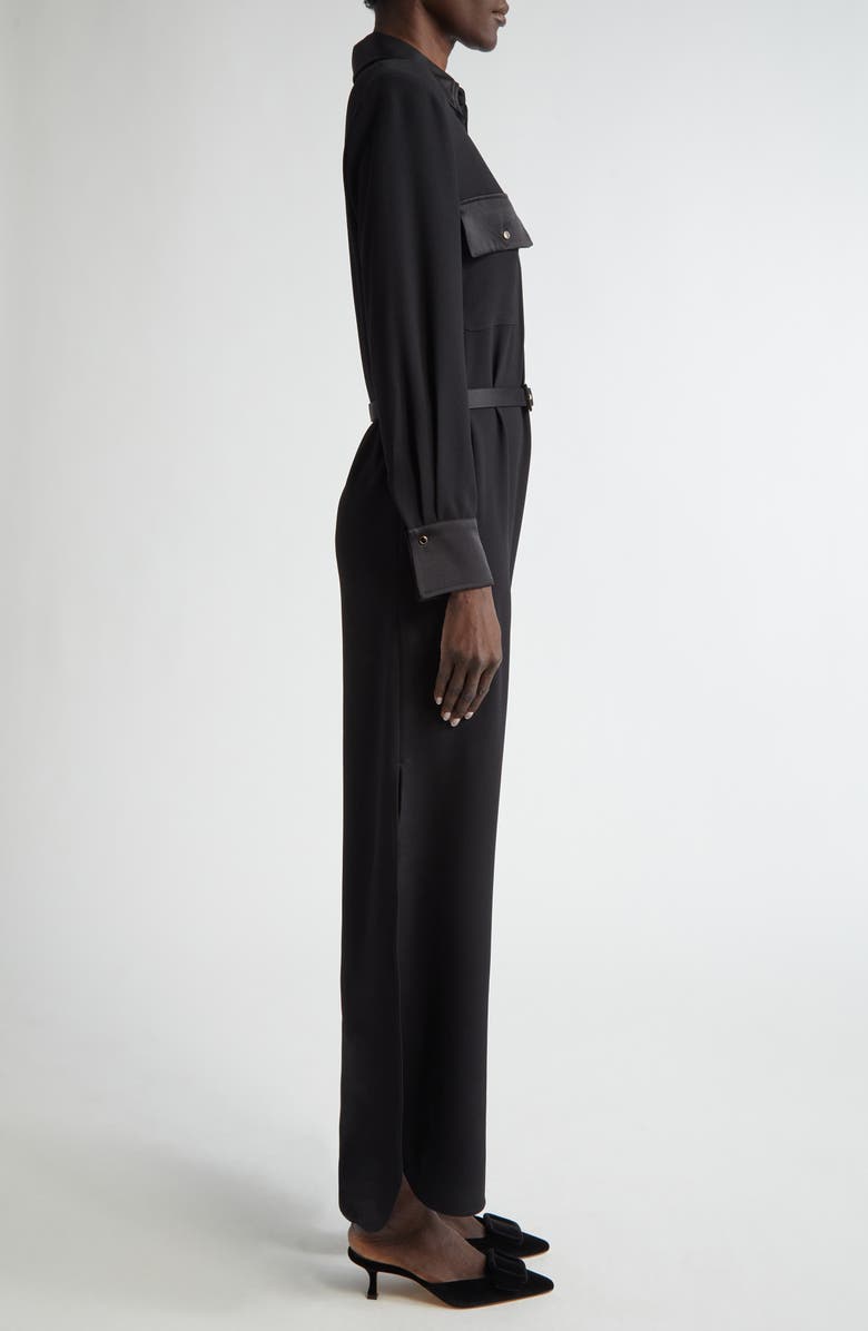 ST. JOHN Long Sleeve Satin Back Crepe Shirtdress, Alternate, color, 