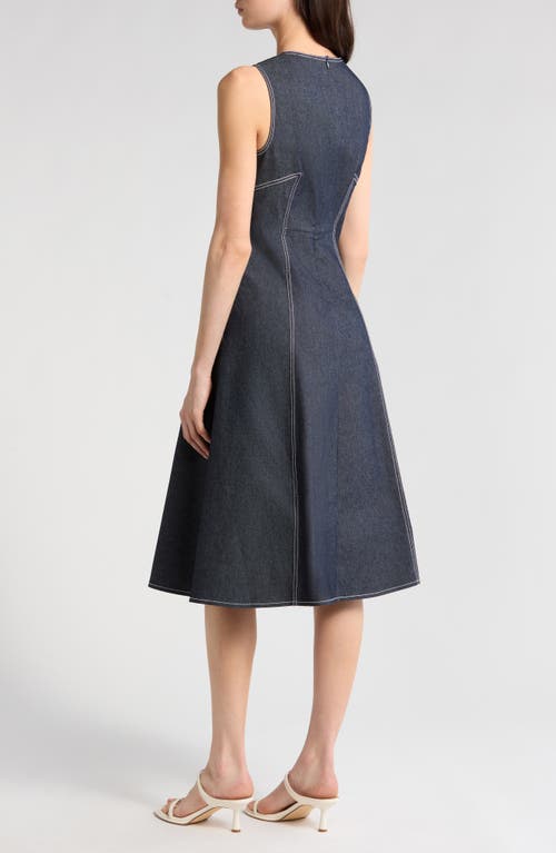 Vince Camuto Denim Fit & Flare Midi Dress In Blue