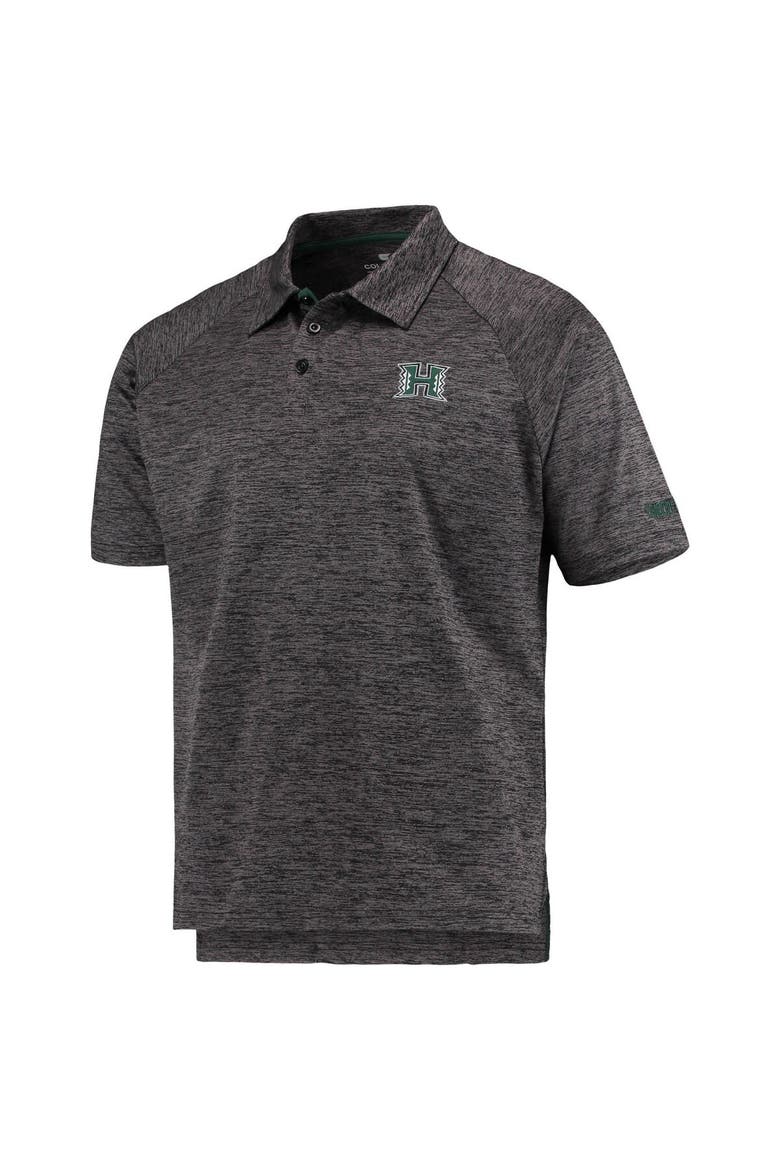 Men's Colosseum Heathered Black Hawaii Warriors Down Swing Raglan Polo, Alternate, color, Heather Black