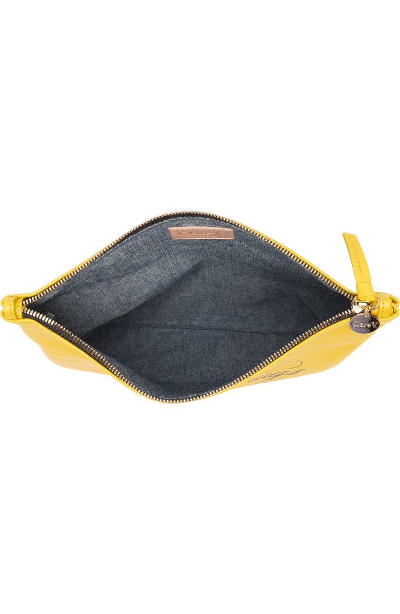 Clare V. Foldover Leather Clutch, Alternate, color, Sunflower Lete Nappa Black