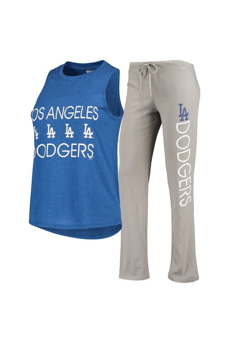 Women's Concepts Sport Gray/Royal Los Angeles Dodgers Meter Muscle Tank Top & Pants Sleep Set, Main, color, Gray