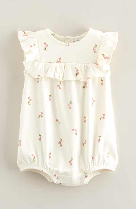 Print Cotton Jersey Ruffle Romper