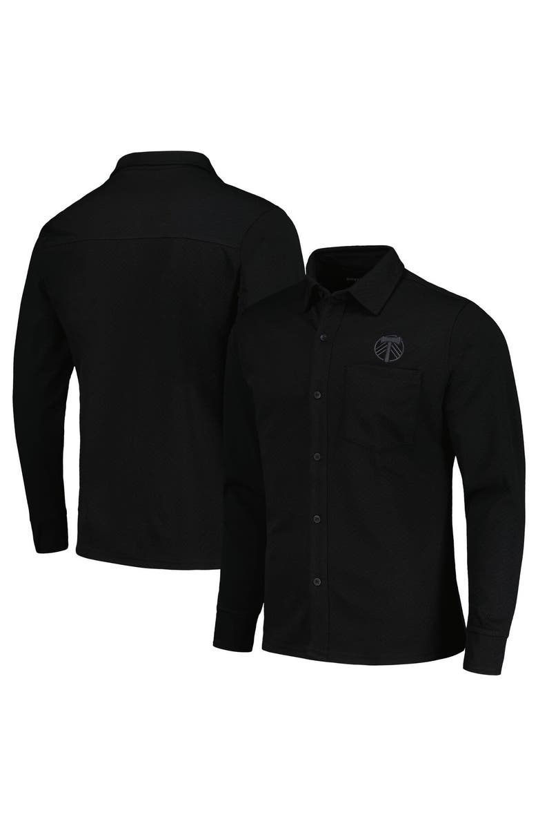 ANTIGUA Men's Antigua Black Portland Timbers Streamer Diamond Button-Up Shacket, Main, color, Black