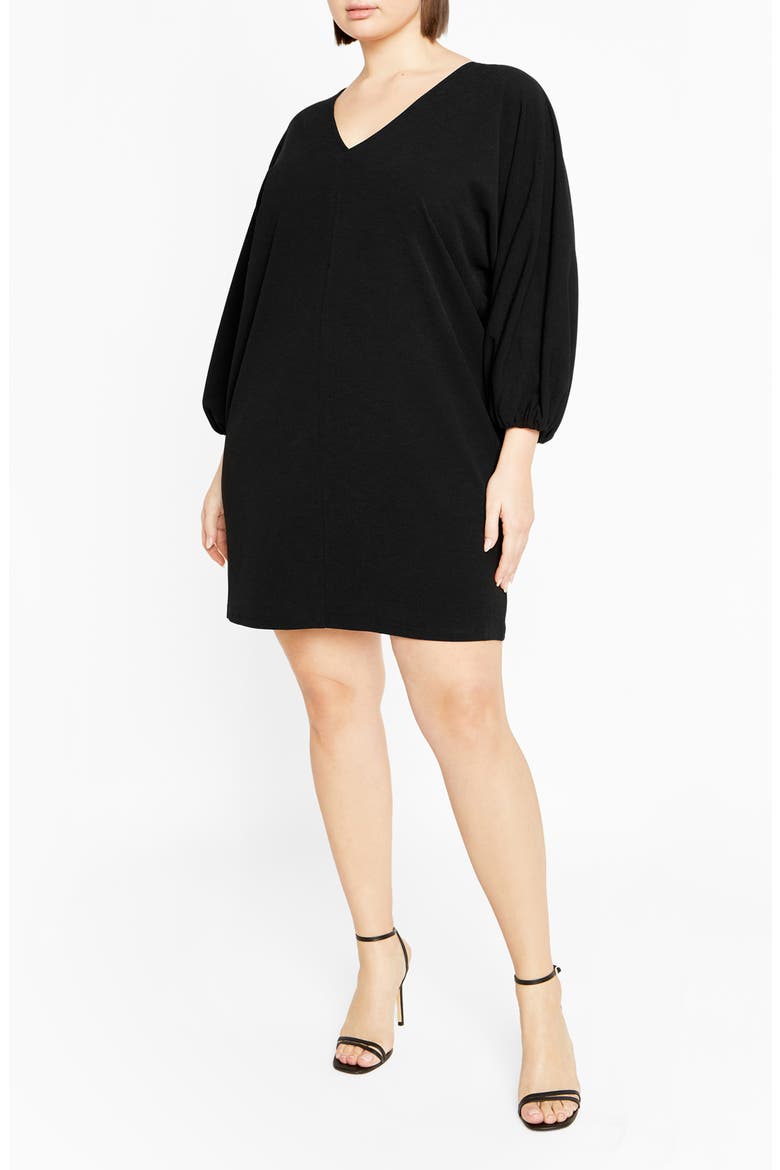 Oakleigh Long Sleeve Shift Minidress, Main, color, BLACK