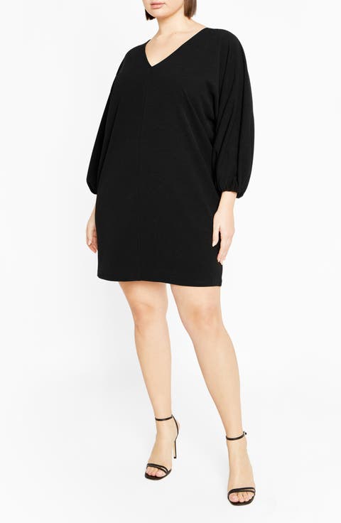 Oakleigh Long Sleeve Shift Minidress (Plus)