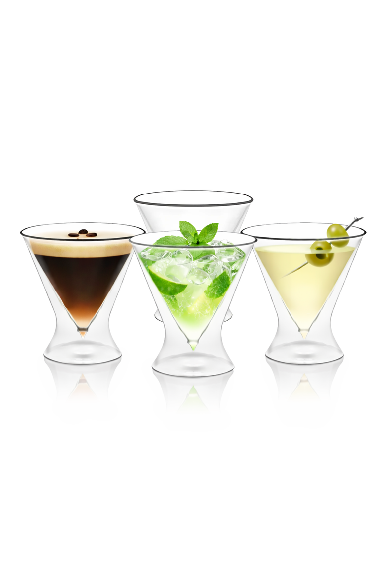 Double-Walled Stemless Martini Glasses - 8oz - Set of 4, Main, color, Clear