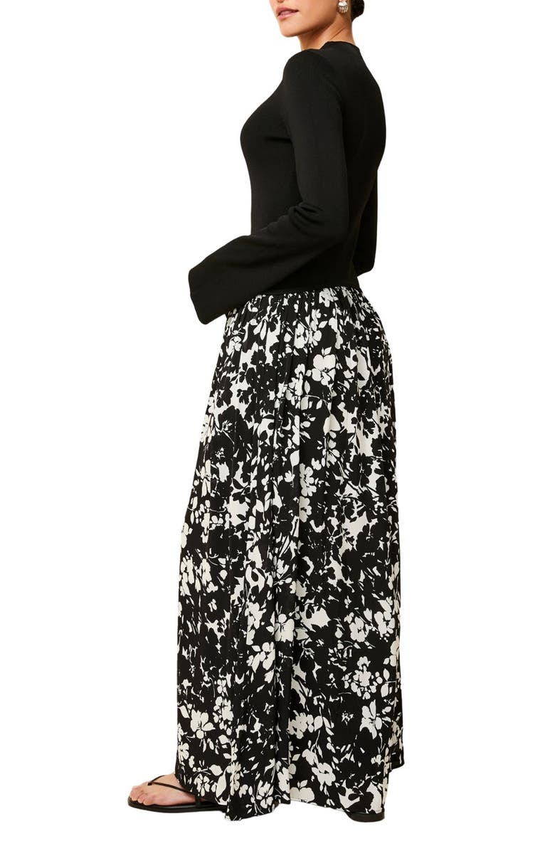 Solid & Striped The Soglio Long Sleeve Maxi Dress, Alternate, color, Black & White Floral