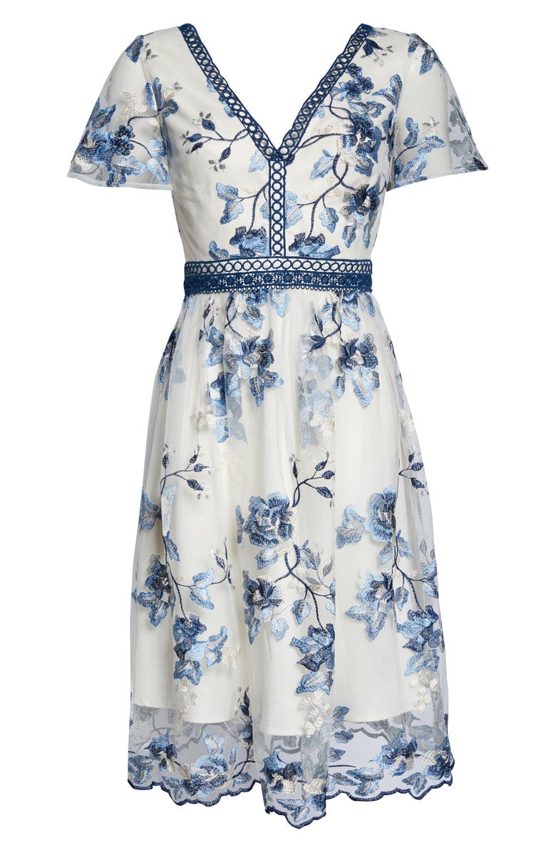 Chi Chi London Ashlee Embroidered Mesh Cocktail Dress, Alternate, color,