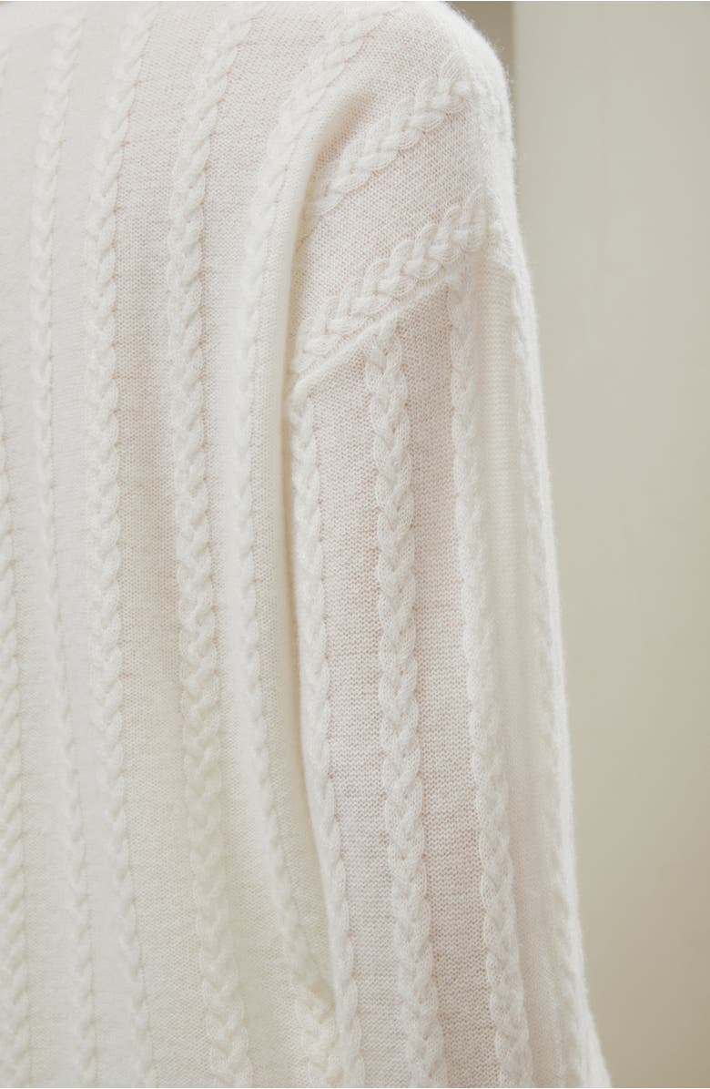 Lilysilk Semi-Sheer Cable-knit Cashmere Sweater, Alternate, color, White