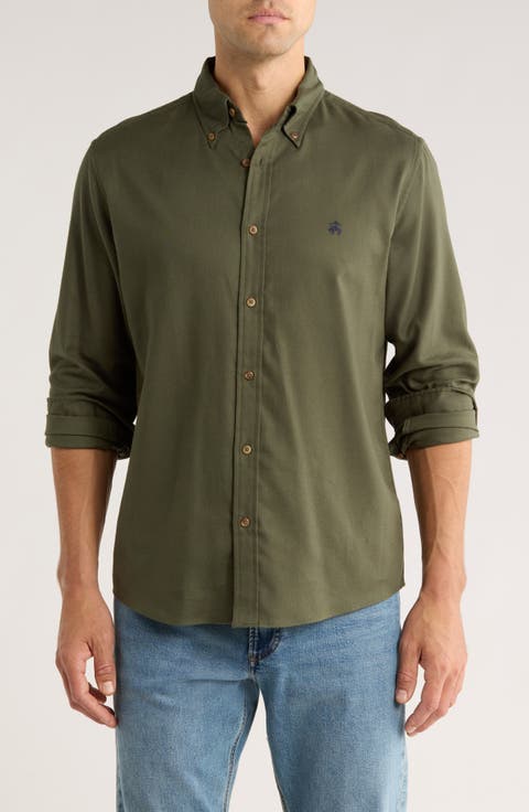 Regular Fit Flannel Cotton Button-Down Shirt