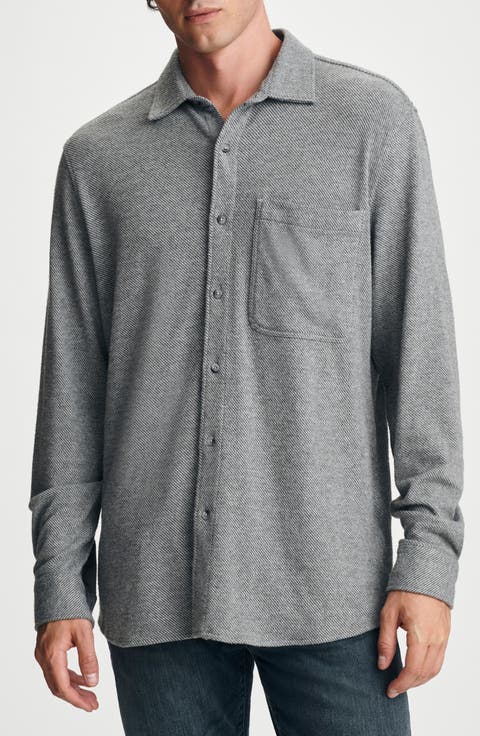 Textured Jersey Button-Up Shirt