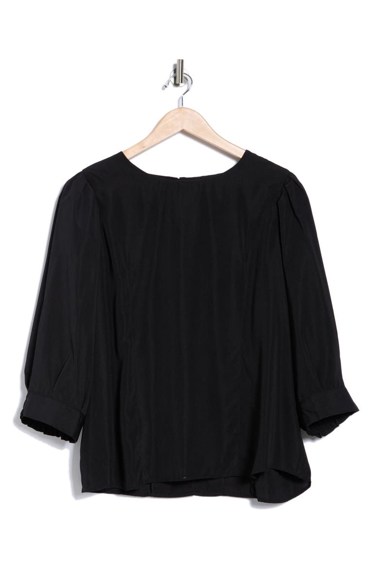 Three Quarter Sleeve Top, Alternate, color, BLACK