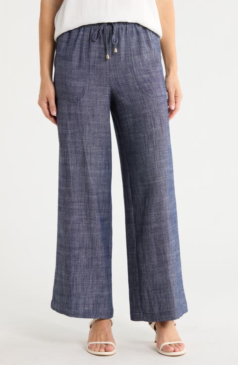 Wide Leg Chambray Pants