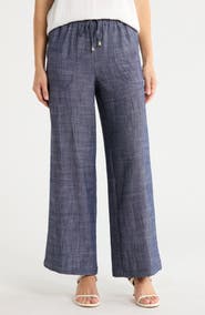 Ellen Tracy Wide Leg Chambray Pants