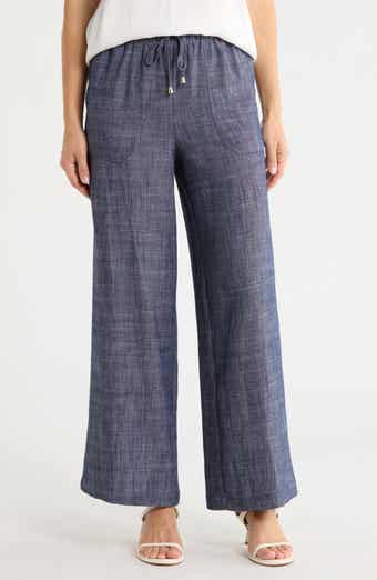 Ellen Tracy Wide Leg Chambray Pants