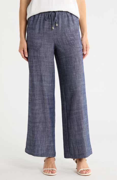 Ellen Tracy Wide Leg Chambray Pants