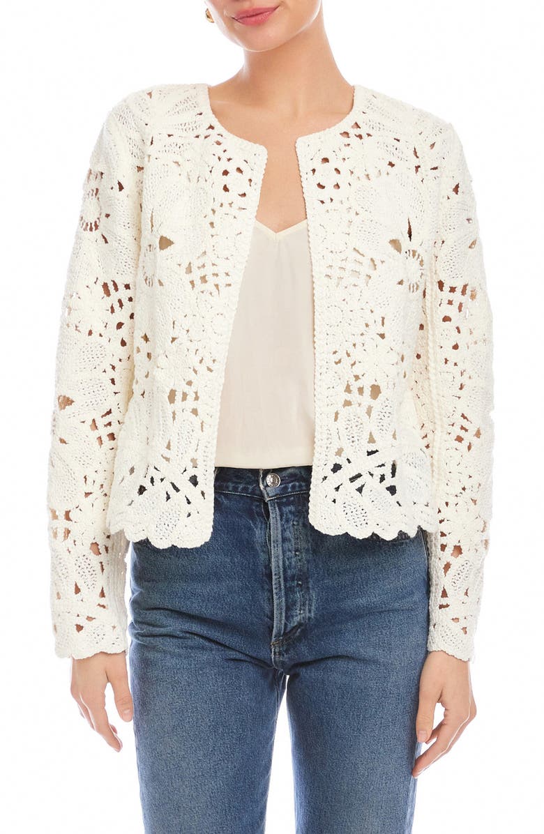 FIFTEEN TWENTY Emery Crochet Jacket, Main, color, Cream