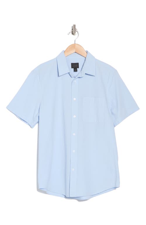 14th & Union Seersucker Short Sleeve Cotton Button-up Shirt In Blue Skyway