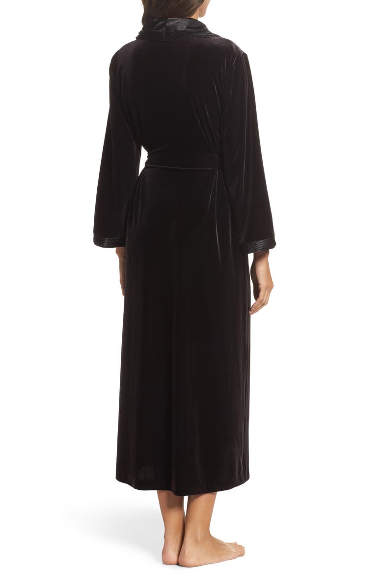 Sleepwear Long Velvet Robe, Alternate, color, BLACK